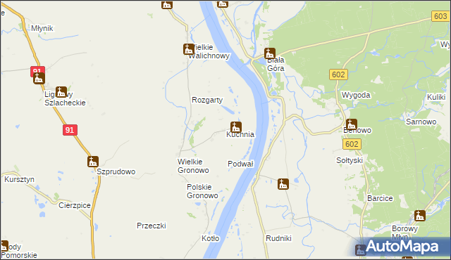 mapa Kuchnia gmina Gniew, Kuchnia gmina Gniew na mapie Targeo