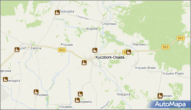 mapa Kuczbork-Osada, Kuczbork-Osada na mapie Targeo