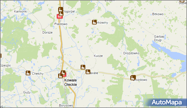 mapa Kucze gmina Kowale Oleckie, Kucze gmina Kowale Oleckie na mapie Targeo