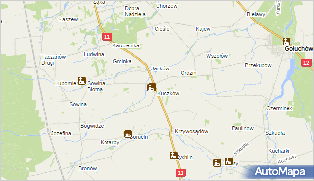 mapa Kuczków gmina Pleszew, Kuczków gmina Pleszew na mapie Targeo