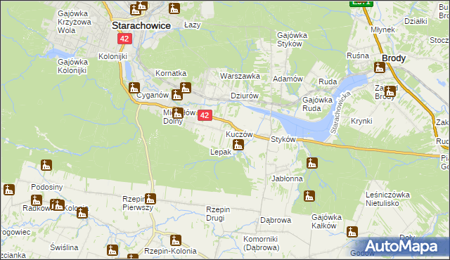 mapa Kuczów, Kuczów na mapie Targeo