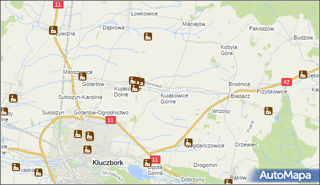mapa Kujakowice Górne, Kujakowice Górne na mapie Targeo