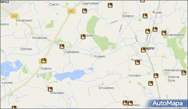 mapa Kujawki gmina Gołańcz, Kujawki gmina Gołańcz na mapie Targeo