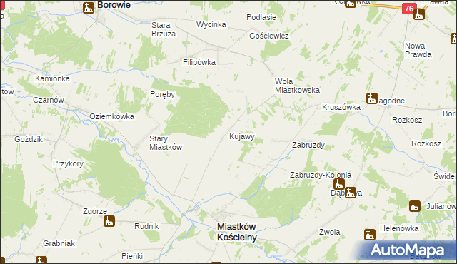 mapa Kujawy gmina Miastków Kościelny, Kujawy gmina Miastków Kościelny na mapie Targeo