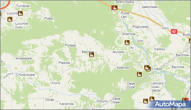 mapa Kukawki gmina Jadów, Kukawki gmina Jadów na mapie Targeo