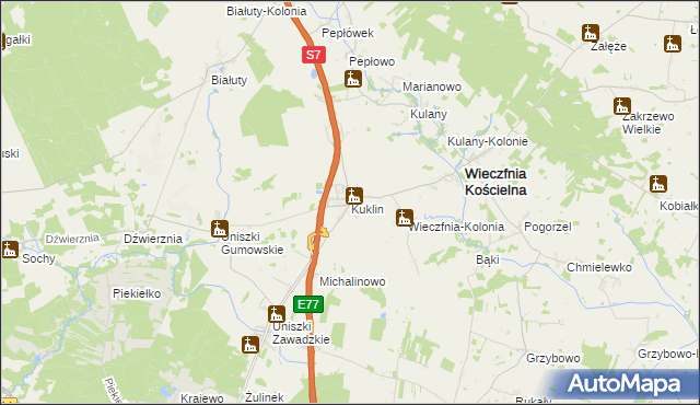 mapa Kuklin, Kuklin na mapie Targeo