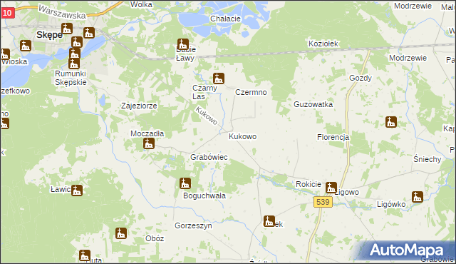 mapa Kukowo gmina Skępe, Kukowo gmina Skępe na mapie Targeo
