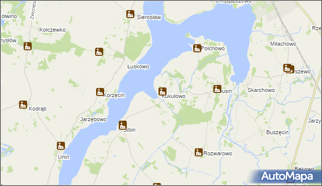 mapa Kukułowo gmina Kamień Pomorski, Kukułowo gmina Kamień Pomorski na mapie Targeo