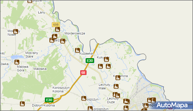 mapa Kukuryki, Kukuryki na mapie Targeo