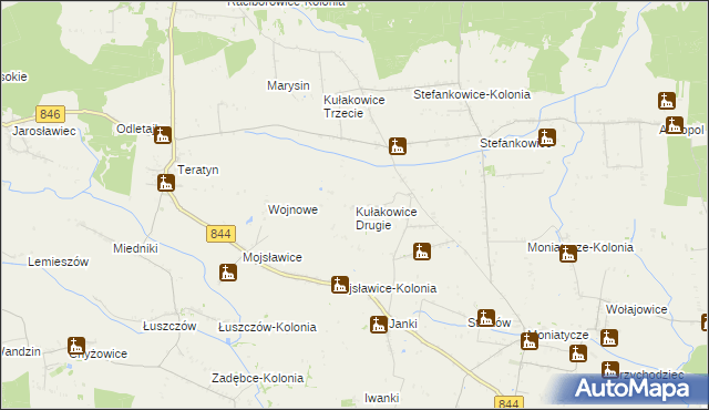 mapa Kułakowice Drugie, Kułakowice Drugie na mapie Targeo