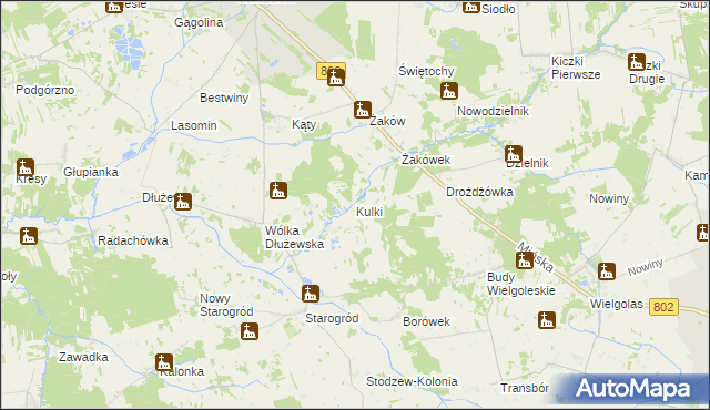 mapa Kulki gmina Siennica, Kulki gmina Siennica na mapie Targeo