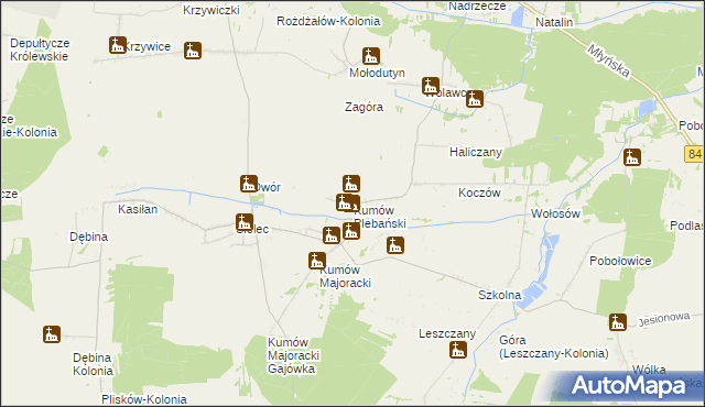 mapa Kumów Plebański, Kumów Plebański na mapie Targeo