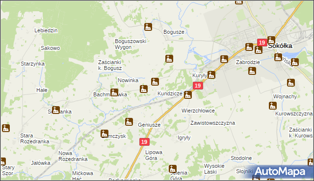 mapa Kundzicze gmina Sokółka, Kundzicze gmina Sokółka na mapie Targeo