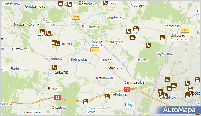 mapa Kunice gmina Sławno, Kunice gmina Sławno na mapie Targeo