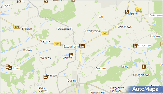 mapa Kunowo gmina Gostyń, Kunowo gmina Gostyń na mapie Targeo