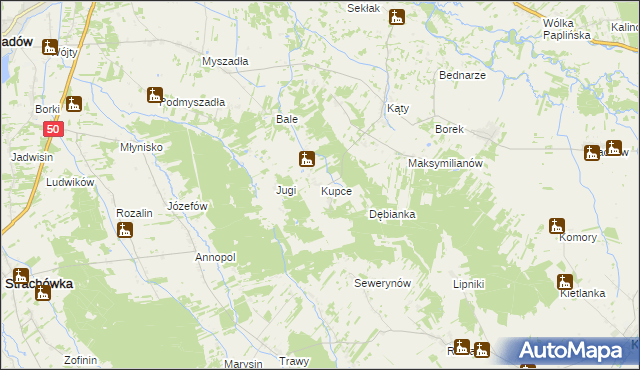 mapa Kupce, Kupce na mapie Targeo