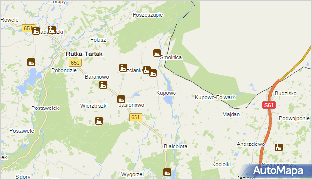 mapa Kupowo, Kupowo na mapie Targeo