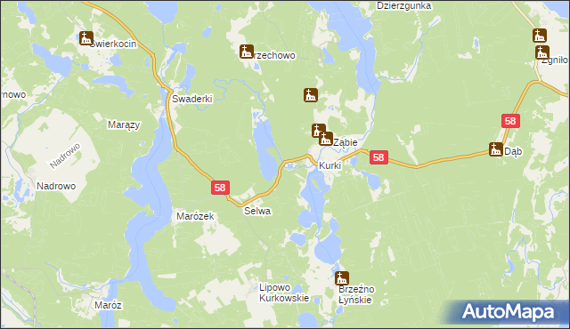 mapa Kurecki Młyn, Kurecki Młyn na mapie Targeo