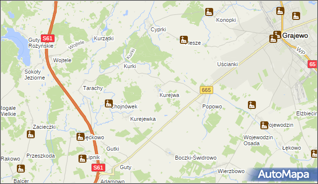 mapa Kurejwa, Kurejwa na mapie Targeo