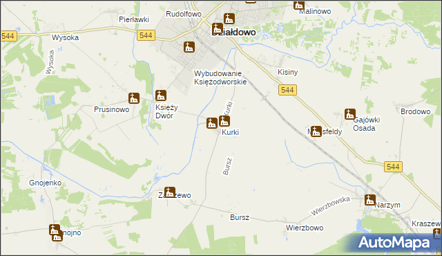 mapa Kurki gmina Działdowo, Kurki gmina Działdowo na mapie Targeo
