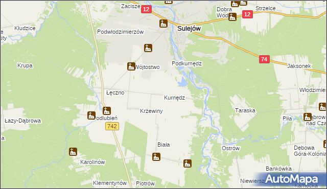 mapa Kurnędz, Kurnędz na mapie Targeo