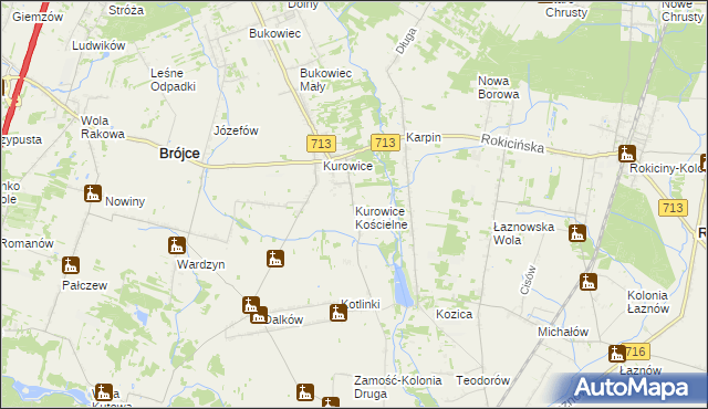 mapa Kurowice Kościelne, Kurowice Kościelne na mapie Targeo