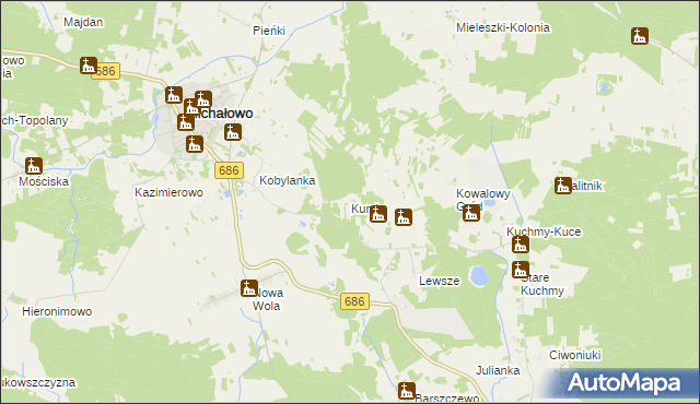 mapa Kuryły gmina Michałowo, Kuryły gmina Michałowo na mapie Targeo