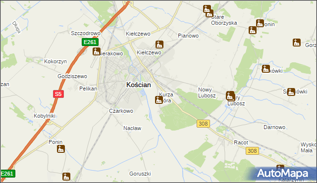 mapa Kurza Góra, Kurza Góra na mapie Targeo