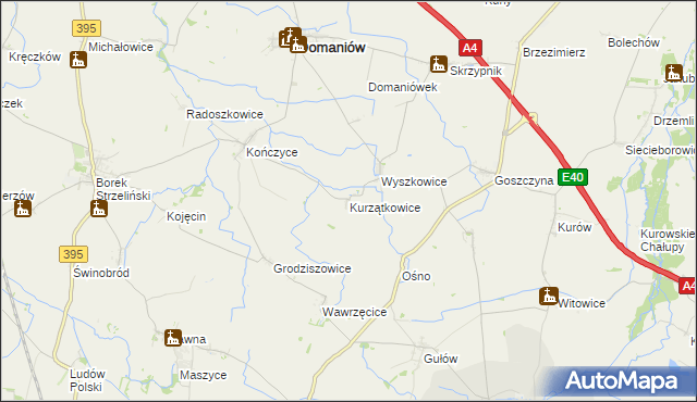 mapa Kurzątkowice, Kurzątkowice na mapie Targeo