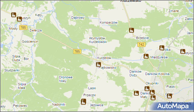 mapa Kurzelów, Kurzelów na mapie Targeo