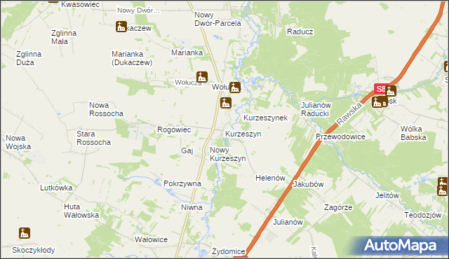 mapa Kurzeszyn, Kurzeszyn na mapie Targeo