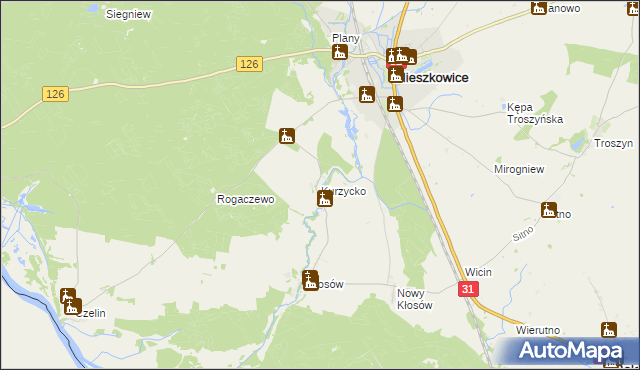 mapa Kurzycko, Kurzycko na mapie Targeo