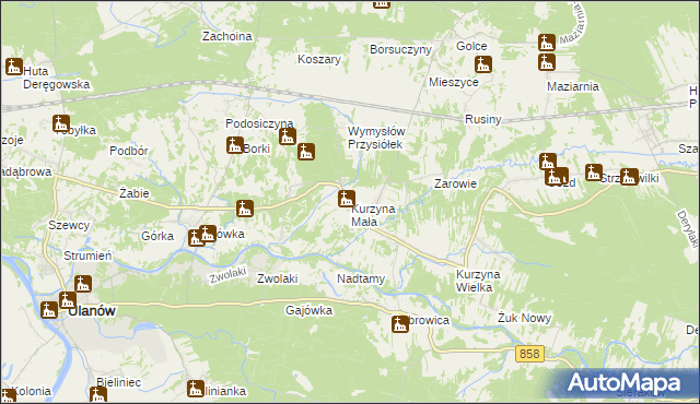 mapa Kurzyna Mała, Kurzyna Mała na mapie Targeo