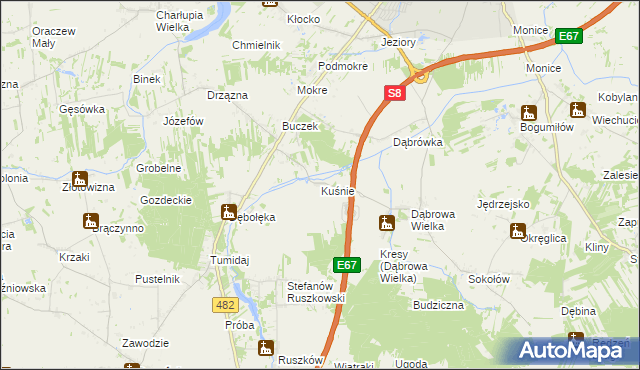 mapa Kuśnie, Kuśnie na mapie Targeo