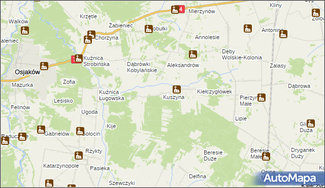 mapa Kuszyna, Kuszyna na mapie Targeo