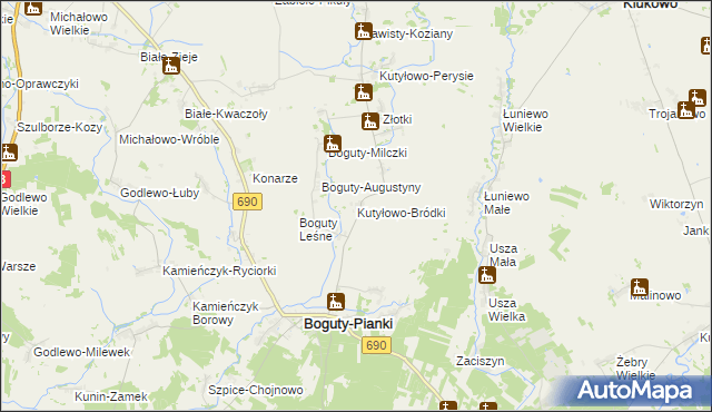 mapa Kutyłowo-Bródki, Kutyłowo-Bródki na mapie Targeo