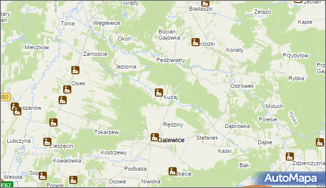 mapa Kużaj, Kużaj na mapie Targeo