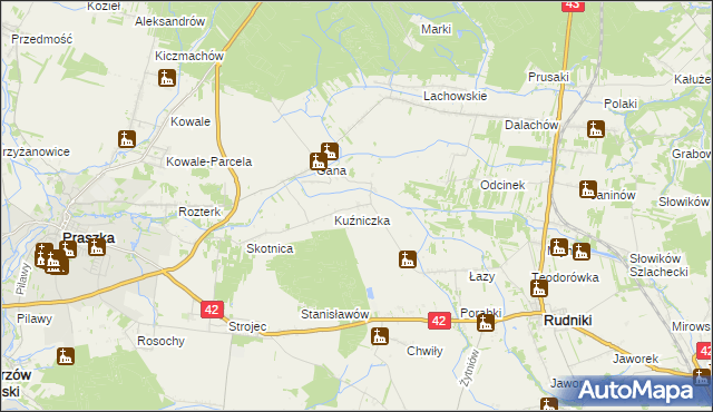 mapa Kuźnica gmina Rudniki, Kuźnica gmina Rudniki na mapie Targeo