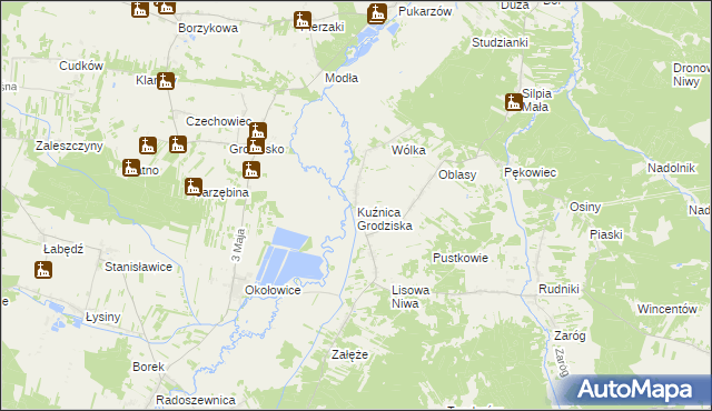 mapa Kuźnica Grodziska, Kuźnica Grodziska na mapie Targeo