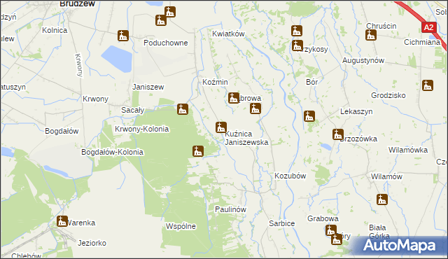 mapa Kuźnica Janiszewska, Kuźnica Janiszewska na mapie Targeo