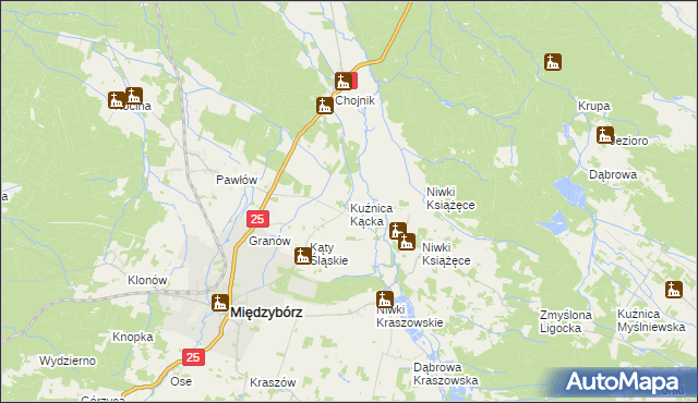 mapa Kuźnica Kącka, Kuźnica Kącka na mapie Targeo