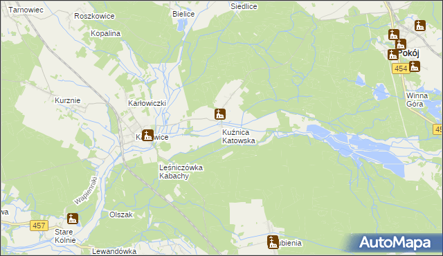 mapa Kuźnica Katowska, Kuźnica Katowska na mapie Targeo