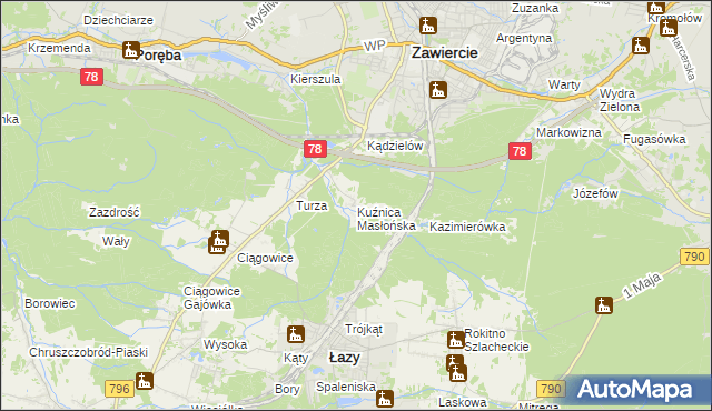 mapa Kuźnica Masłońska, Kuźnica Masłońska na mapie Targeo