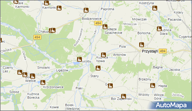 mapa Kuźnica Nowa, Kuźnica Nowa na mapie Targeo