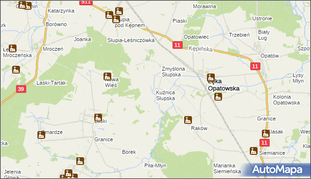 mapa Kuźnica Słupska, Kuźnica Słupska na mapie Targeo