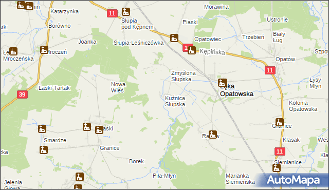 mapa Kuźnica Słupska, Kuźnica Słupska na mapie Targeo