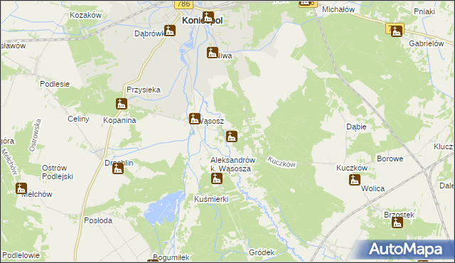 mapa Kuźnica Wąsowska, Kuźnica Wąsowska na mapie Targeo