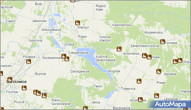 mapa Kuźnica Żerechowska, Kuźnica Żerechowska na mapie Targeo