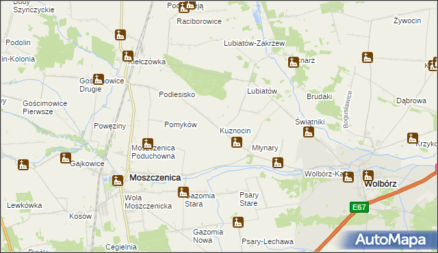 mapa Kuznocin gmina Wolbórz, Kuznocin gmina Wolbórz na mapie Targeo