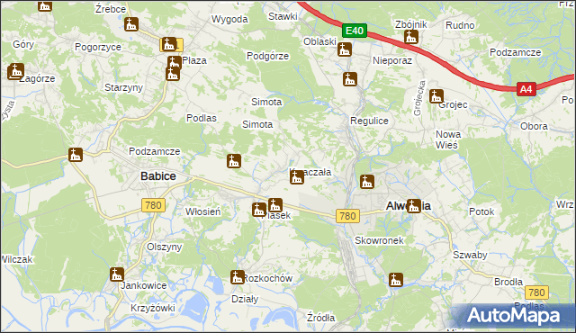 mapa Kwaczała, Kwaczała na mapie Targeo